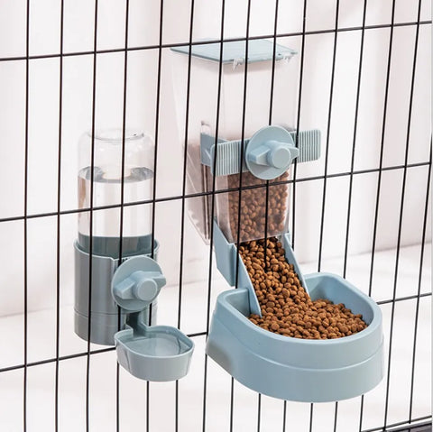 Automatic Pet Feeder Cage Hanging Bowl Water Bottle Food Container Dispenser For Puppy Cats Rabbit Birds Pet Feeding Product