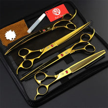 Purple Dragon 8.0 inch Professional Pet Dog Grooming Scissors Hair Cutting Straight Curved Thinning Scissors 4 PCS Set