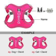 Personalized Dog Harness Leash Set Reflective Dogs Vest Harness Pet Walking Lead Rope Free Print Pets Name Dog Cat Pattern 2XS-L