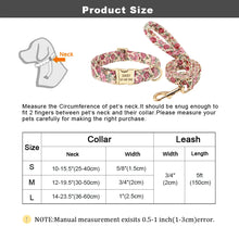 Personalized Dog Collar And Leash Set Nylon Dog Collars Floral Printed Pet Walking Leash Customized ID Tag For Medium Large Dogs