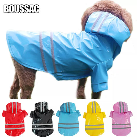 Waterproof Pets Clothes Reflective Hooded Dog Raincoats PU Puppy Pet Rain Coat Jackets Outdoor Cats Clothing for Chihuahua