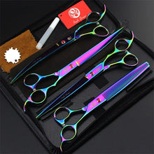 Purple Dragon 8.0 inch Professional Pet Dog Grooming Scissors Hair Cutting Straight Curved Thinning Scissors 4 PCS Set