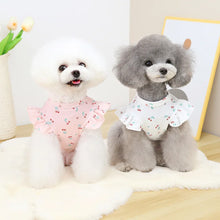 New Dog Clothes Lace T-shirt Small and Medium Dog Schnauzer Floral Top Cartoon Cherry Pet Vest Summer Pet Clothes