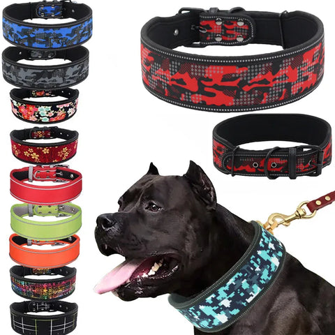 26 Colors Reflective Puppy Big Dog Collar with Buckle Adjustable Pet Collar for Small Medium Large Dogs Pitbull Leash Dog Chain