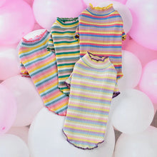 Cotton Clothing Rainbow T-shirt Pet T-shirt Pet Clothes Cotton Rainbow Striped Sweet Warm Multi-colored Cute Dog Clothes