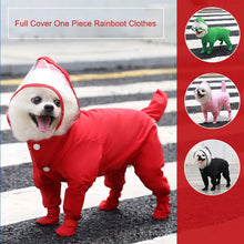 Pet Dog Raincoat Full Cover One Piece Hooded Waterproof Rainboot Clothes for Costume Outdoor Puppy Jumpsuit Pet Raining Coat