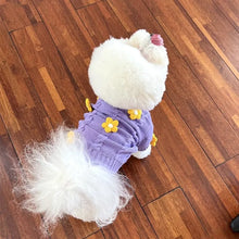 2023 Purple Flower Dog Clothes Autumn Teddy Sweater Pet Warm Knit Schnauzer Pullover Fashion Two Legged Clothing