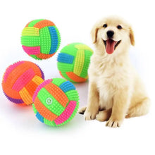 Pet Dogs Flashing Football Shape Led Light Sound Bouncy Ball Funny Kids Toy Interactive Dog Cat Chew Toys for Small Large Dogs