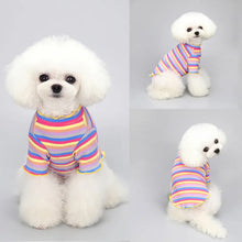 Cotton Clothing Rainbow T-shirt Pet T-shirt Pet Clothes Cotton Rainbow Striped Sweet Warm Multi-colored Cute Dog Clothes