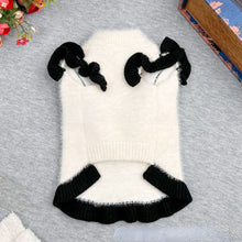 Autumn Winter Pet Sweater Princess Style Small Flying Sleeve Skirt Hem Pearl White Fur Cute Pet Sweater Knitted Kitten Puppy