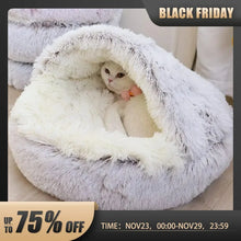 Soft Plush Round Cat Bed Pet Mattress Warm Comfortable Basket Cat Dog 2 in 1 Sleeping Bag Nest for Small Dogs