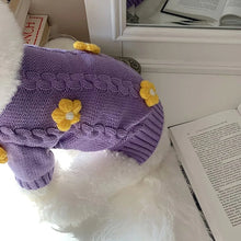 2023 Purple Flower Dog Clothes Autumn Teddy Sweater Pet Warm Knit Schnauzer Pullover Fashion Two Legged Clothing