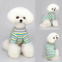 Cotton Clothing Rainbow T-shirt Pet T-shirt Pet Clothes Cotton Rainbow Striped Sweet Warm Multi-colored Cute Dog Clothes