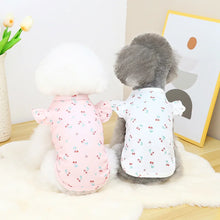 New Dog Clothes Lace T-shirt Small and Medium Dog Schnauzer Floral Top Cartoon Cherry Pet Vest Summer Pet Clothes