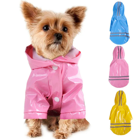 Dog Raincoat Outdoor Puppy Pet Rain Coat S-XL Hoody Waterproof Jackets PU Raincoat for Dogs Cats Apparel Clothes Wholesale