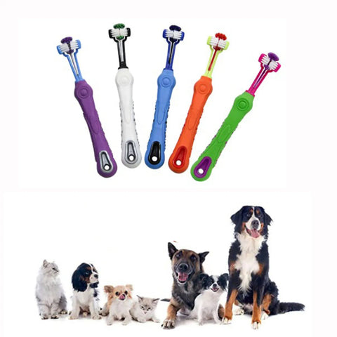 3-Sided Pet Toothbrush Dog Plastic Toothbrush Removing Bad Breath Tartar Cleaning Mouth Pet Dog Cat Dental Care Cleaning