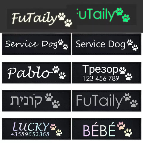 Personalized Reflective Pet Harness Label Collar Tag Fluorescence ID Name Customized Cat Label Sticker Custom DIY Logo 2 PCS