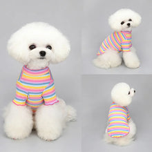 Cotton Clothing Rainbow T-shirt Pet T-shirt Pet Clothes Cotton Rainbow Striped Sweet Warm Multi-colored Cute Dog Clothes