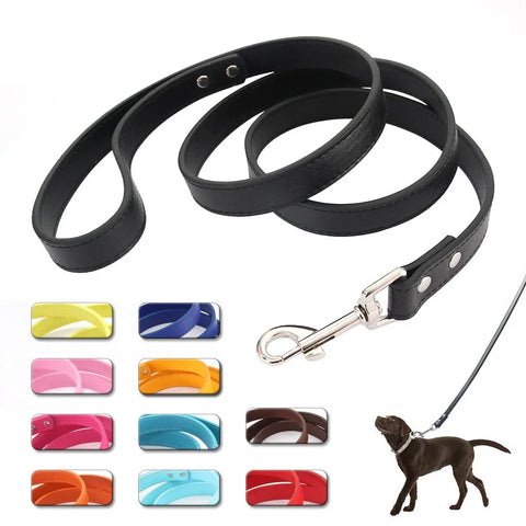 16 Colors Dog Leash Soild Color Leather Pet Walking Training Leads For Small Medium Dogs Cat In Collar And Harness 120cm