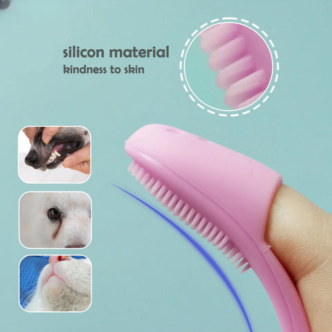 Dog Cat Cleaning Supplies Soft Pet Finger Brush Cats Brush Toothbrush Tear Stains Brush Eye Care Pets Cleaning Grooming Supplies