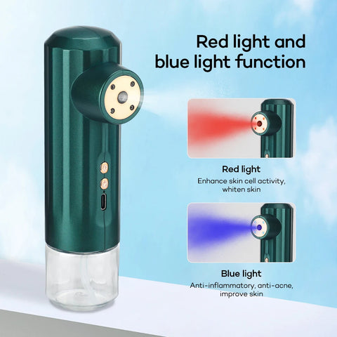 Mini Nano Oxygen Injection Airbrush Portable Hydration Instrument Red Blue Light Facial Humidifier Nano Spray Skin Care Tools