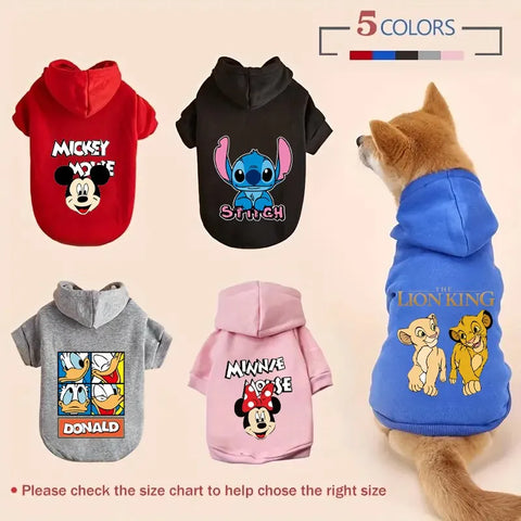 Disney Winter Pet Dog Clothes Minnie Mickey Cute Thicken Warm Puppy Hoodies For Small Medium Dog Clothing French Bulldog Perro