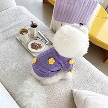 2023 Purple Flower Dog Clothes Autumn Teddy Sweater Pet Warm Knit Schnauzer Pullover Fashion Two Legged Clothing