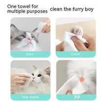 Pet Cleaning Towels, Cats and Dogs Body Eye and Ear Disinfection Hygiene Care Tear Stains Wet Wipes Portable Deodorant Cleaning