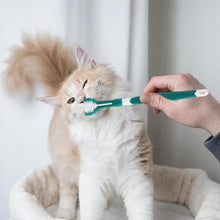 Pet Toothbrush Kit Dental Care Three Sided Soft Rubber Bristles Teeth Cleaning Toothbrush Teeth Care Dog Cat Cleaning Toothbrush