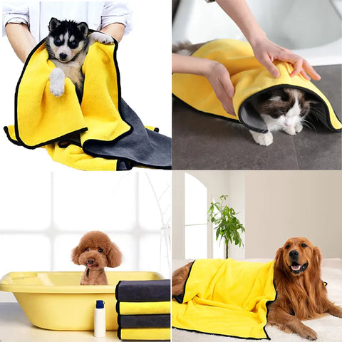 Quick-Drying Dog And Cat Towels Soft Fiber Towels Absorbent Bath Towel Pet Bathrobe Convenient Cleaning Towel Pet Supplies