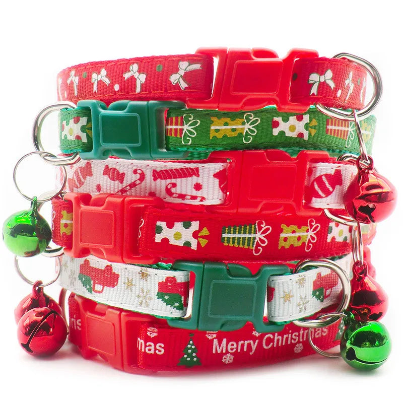 Christmas Pet Bow Tie New Year Santa Claus Cat Dog Collar Safety Buckle Xmas Chihuahua Necklace Adjustable Dog Collar for Puppy