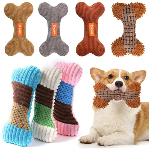 Lovely Plush Pet Dog Toy Bones Daily Fun and Teeth Clean Dog Entertainment Funny Dog Squeaky Bone Toy For Pet Puppy Chew