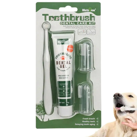 Dog Teeth Cleaning Dog Bad Breath Removal Kit Teeth Brushing Cleaner Pet Breath Freshener Oral Care Dental Cleaning Kit For Dogs