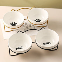 Poursweet Pet Cat Bowl Ceramic 500ML Water Feeder Food Feeding Dish Dispenser With Raised Stand Kitten Puppy Metal Elevated Bowl